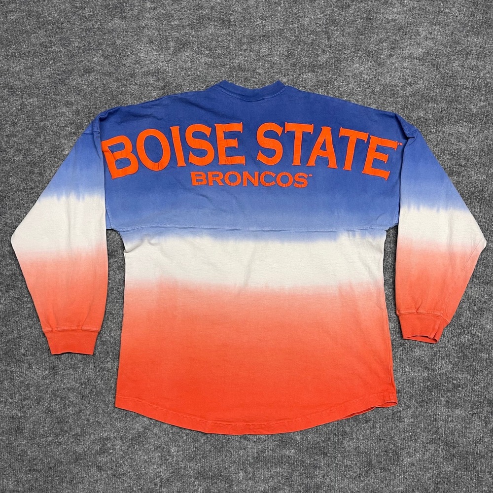 Vintage Boise State Broncos Sweatshirt Womens Medium Ombre Dip-Dyed Spirit Royal